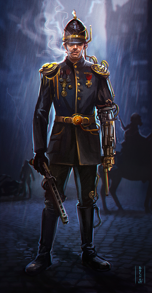 Steampunk vintage policeman