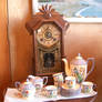 clock and tea set