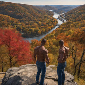 MILES AND THEO LOOKING EAST DOWN THE POTOMAC.