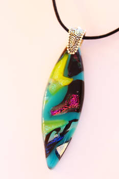 Fused Colorful Oval Glass Pendant