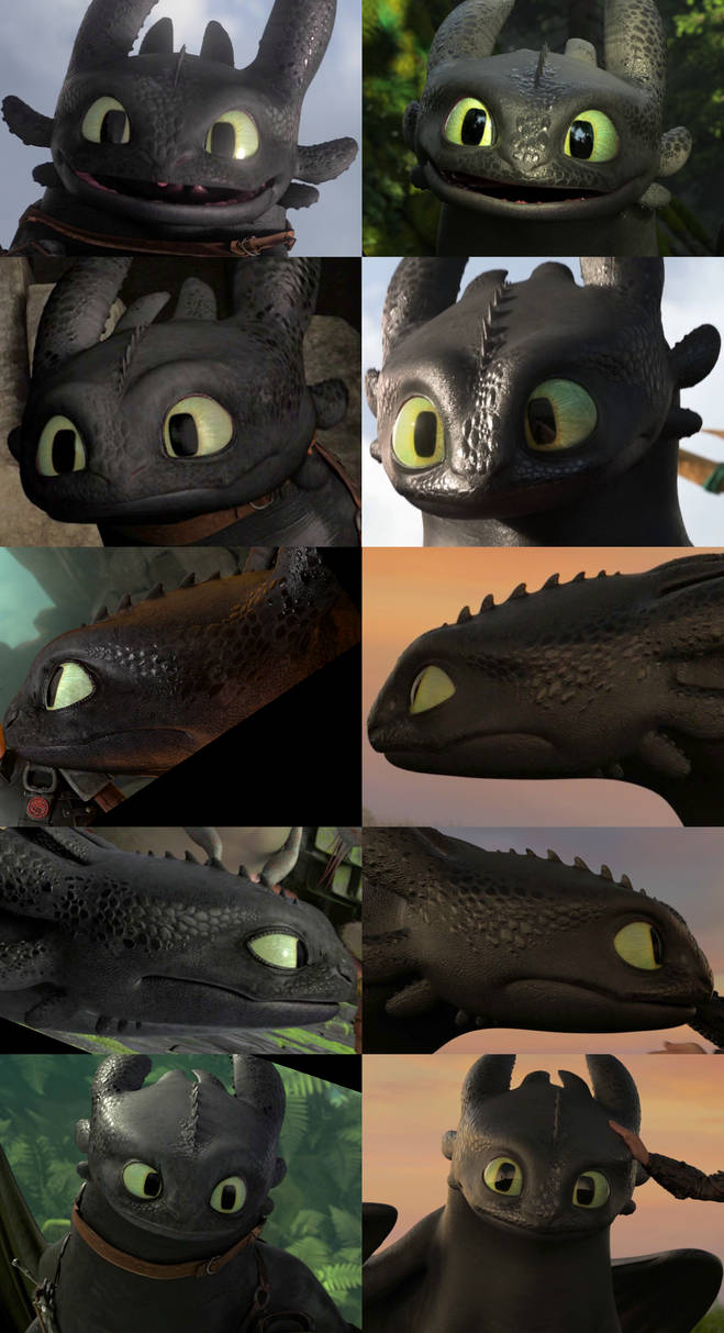 Toothless' head comparison (front/side view) by Roma2poi on DeviantArt