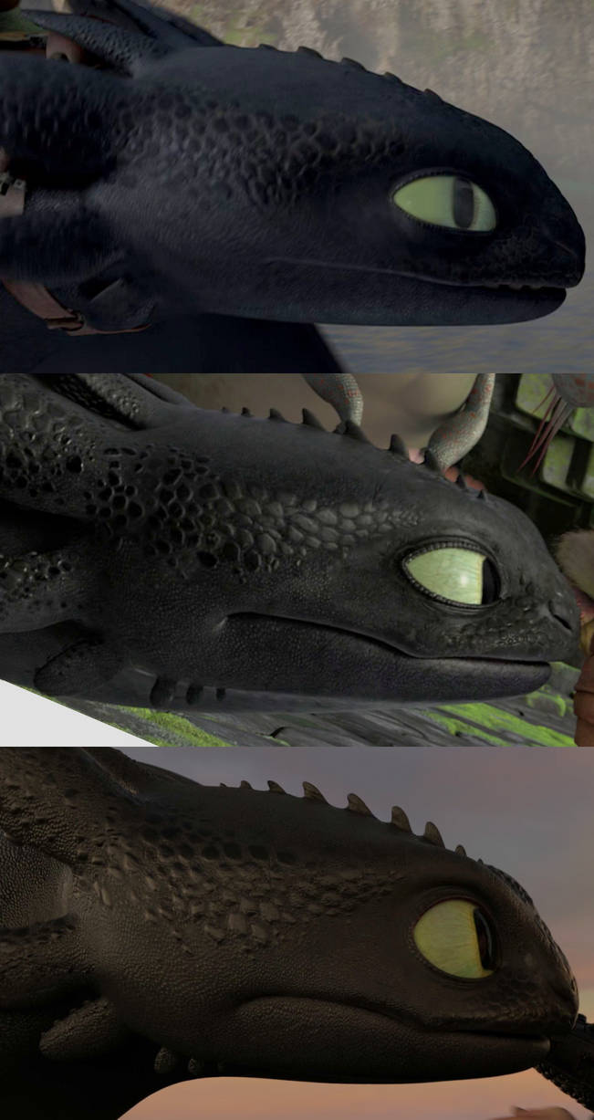 Toothless in all movies (comparison). by Roma2poi on DeviantArt