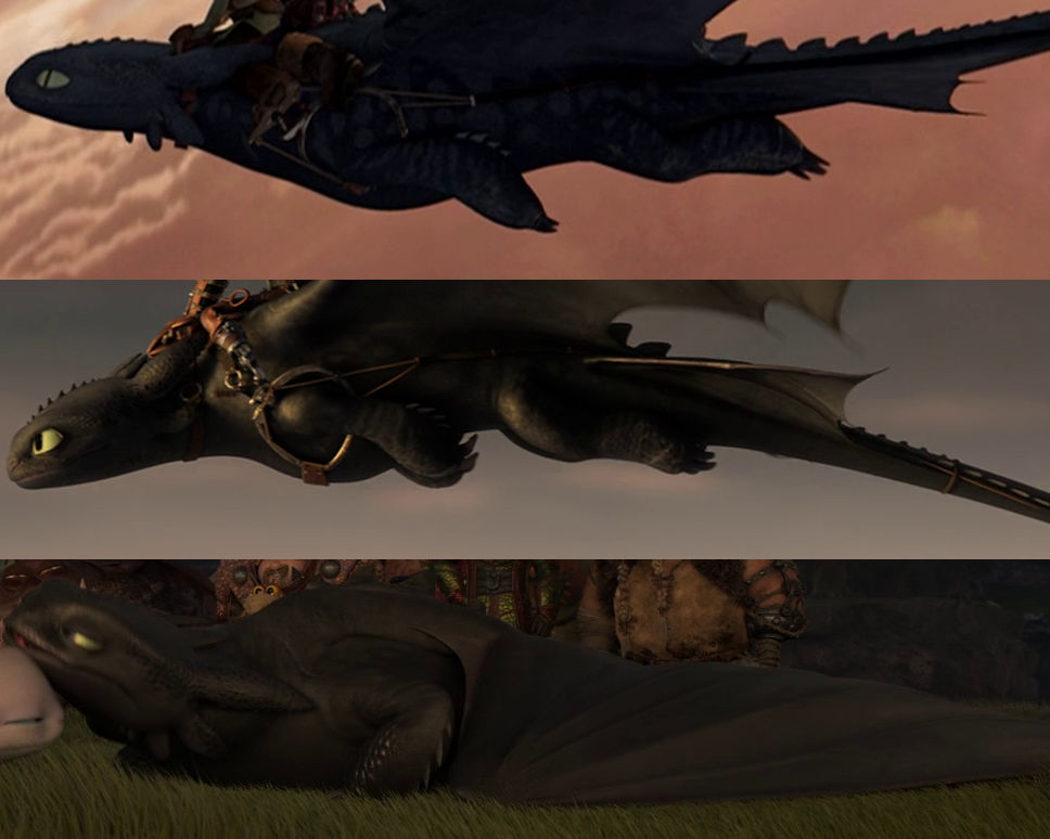 Toothless's markings in all movies by Roma2poi on DeviantArt