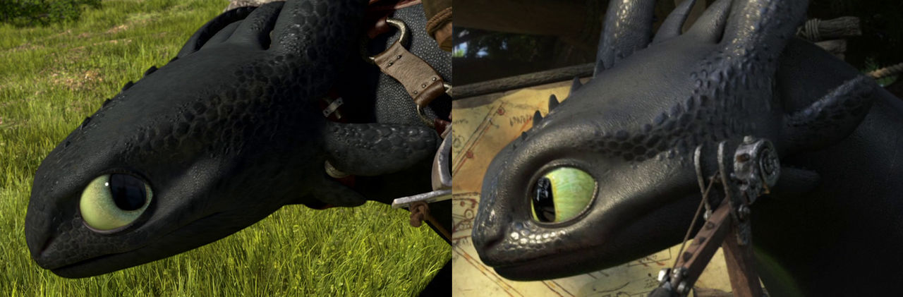Toothless Header Toothless head comparison (HTTYD/HTTYD3). by Roma2poi on DeviantArt
