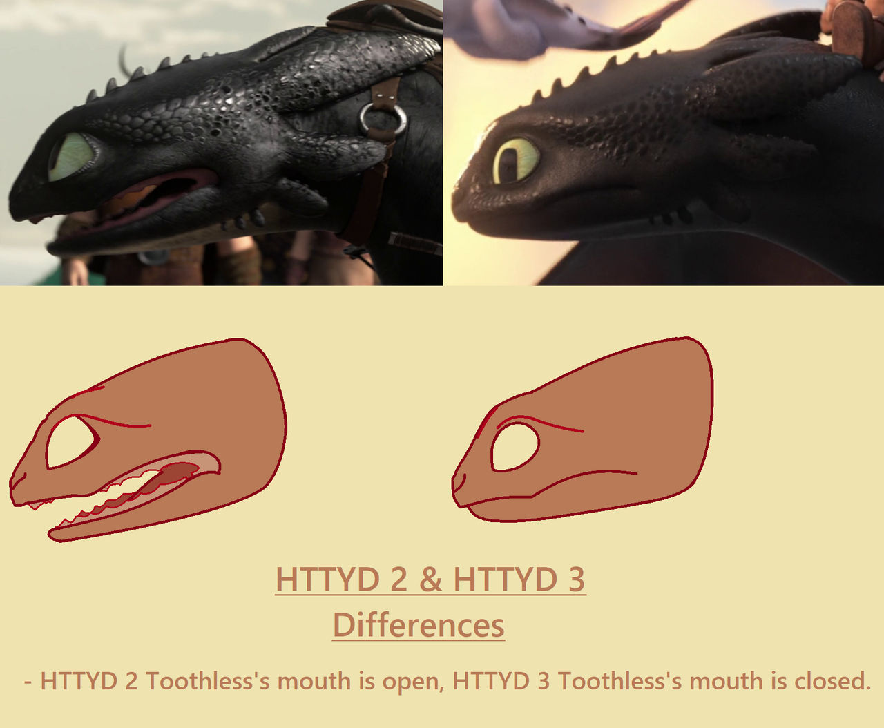 A very serious comparison of Toothless's head by Roma2poi on DeviantArt
