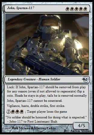 master chief mtg card John 117, (Torsten, Founder of Benalia)  The Geek Space Target creature gains indestructible until end of turn Custom halo chief magic card