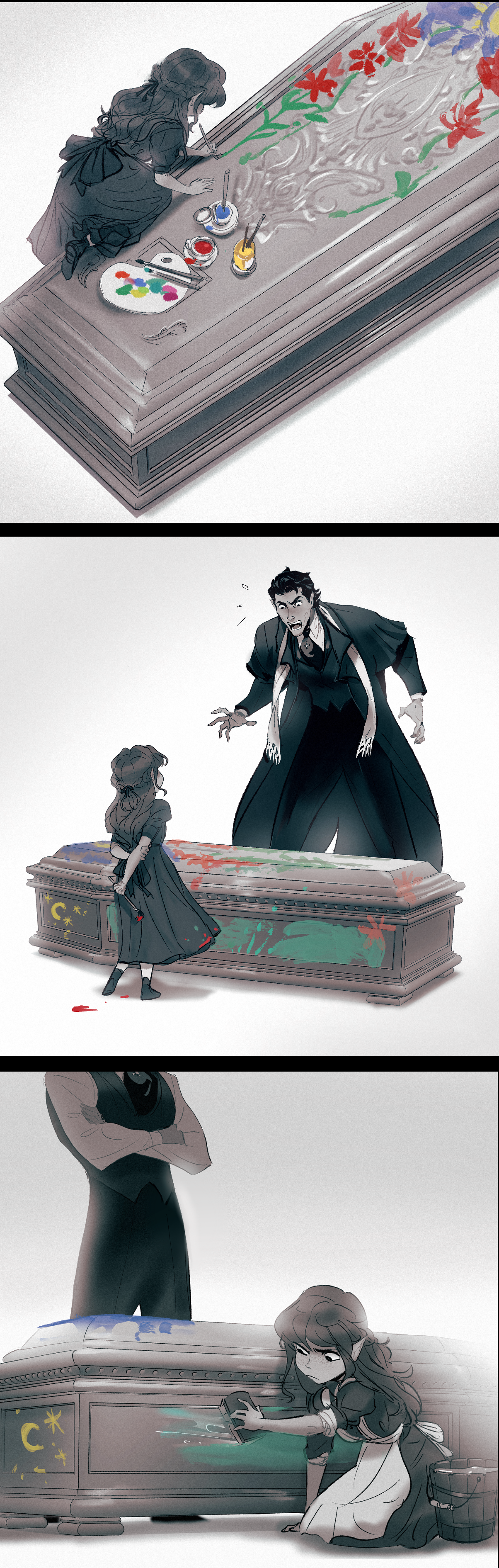 Vampire Dad And His Artistic Vampire Daughter By Princecanary On Deviantart