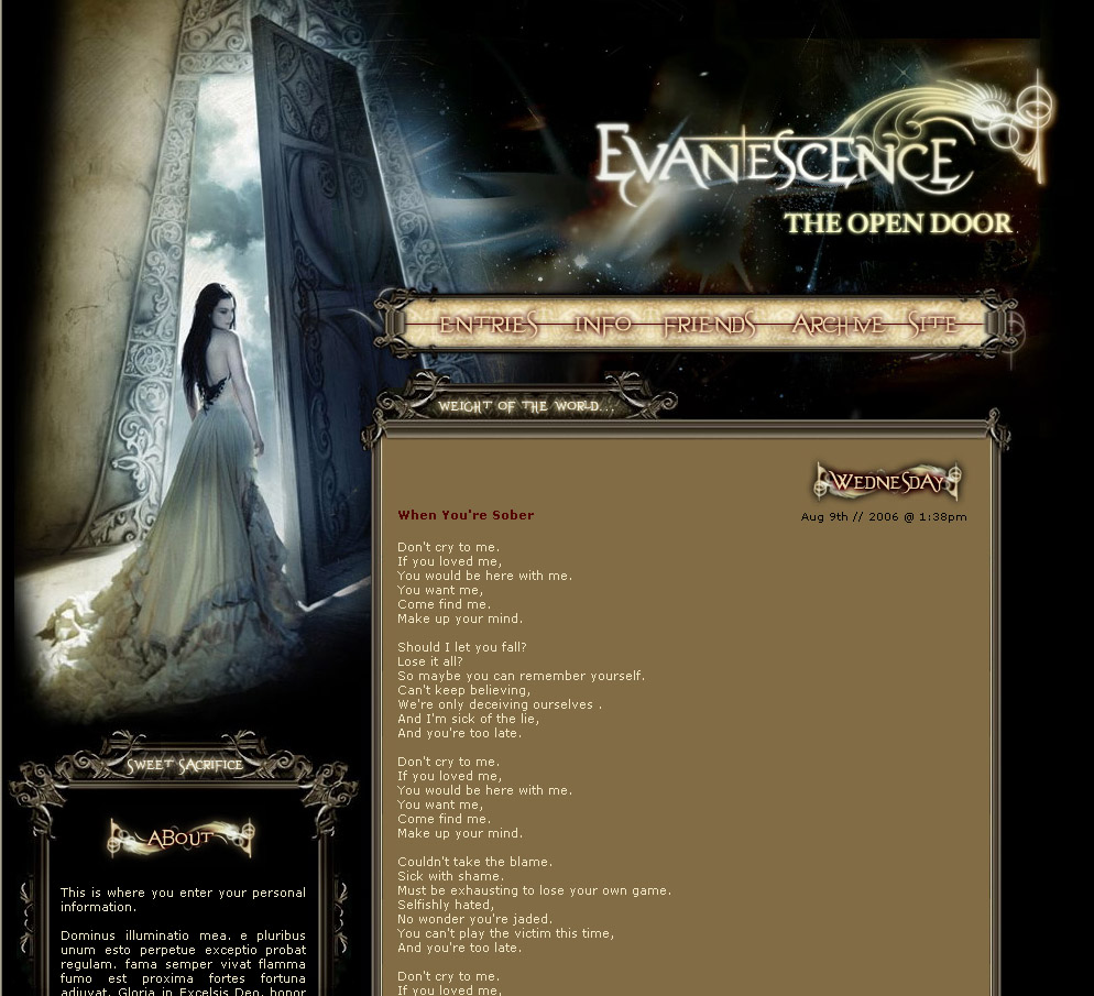 Evanescence LJ Layout