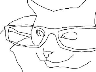 Cat Wearing Glasses Lineart