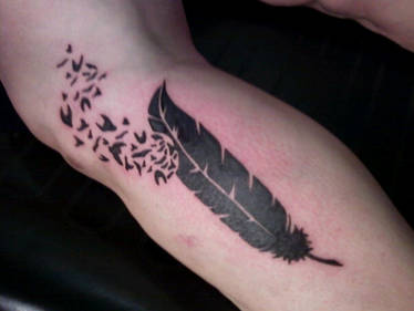 birds crow feather tattoo 2