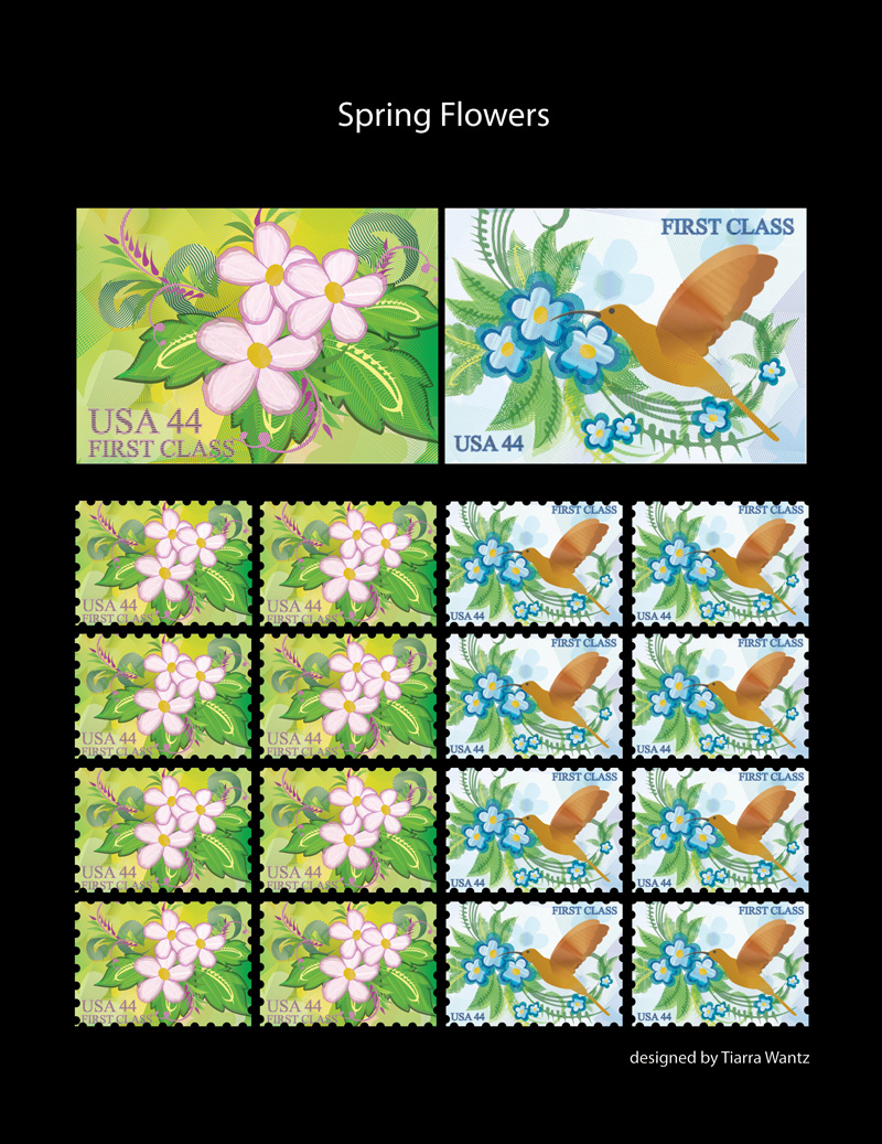 Spring flower stamps