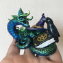 Miniature Dragon Sculpture with Raven