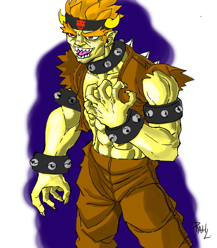 Anime Human Bowser mario bros by raheeml on DeviantArt