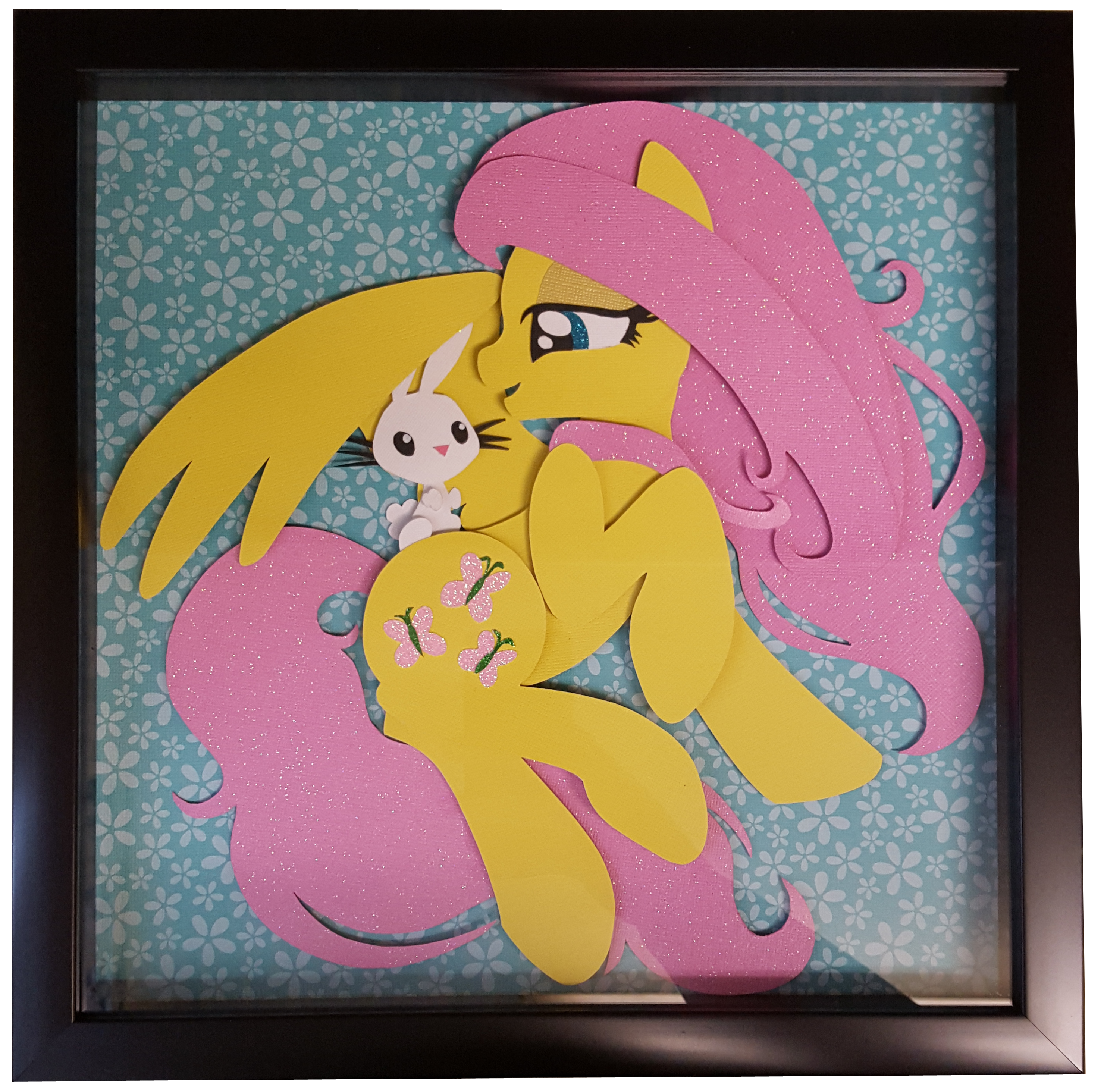 FOR SALE~ Fluttershy with Angel Bunny Shadow Box