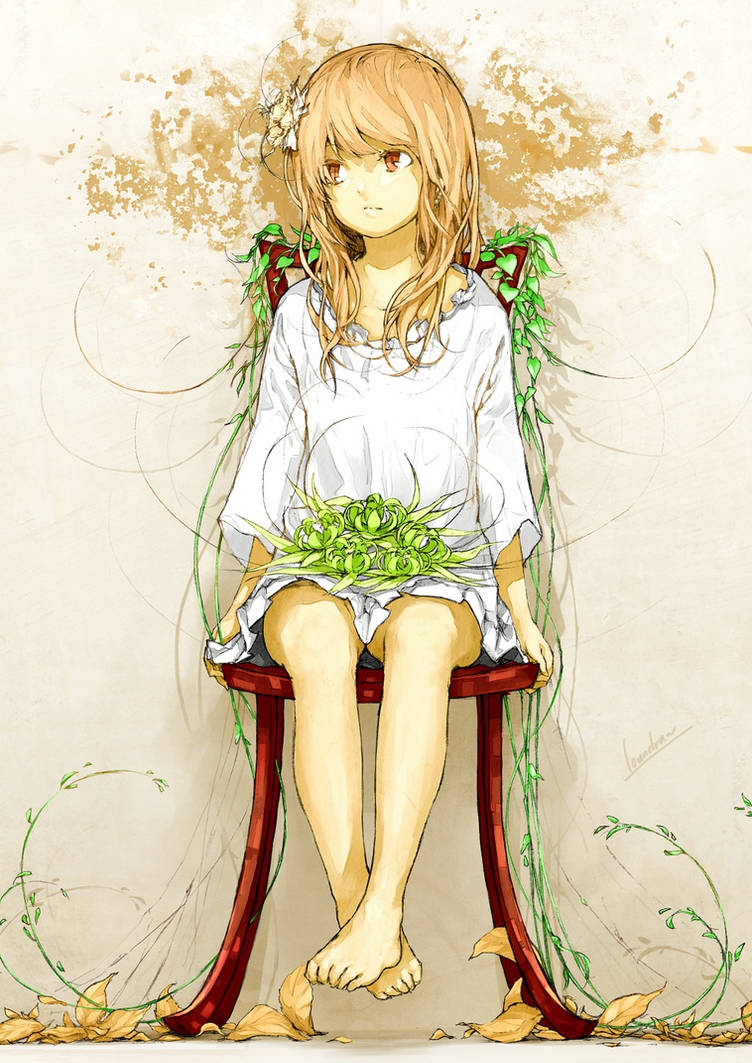 Сидит перед цветами. Девушка растение арт.