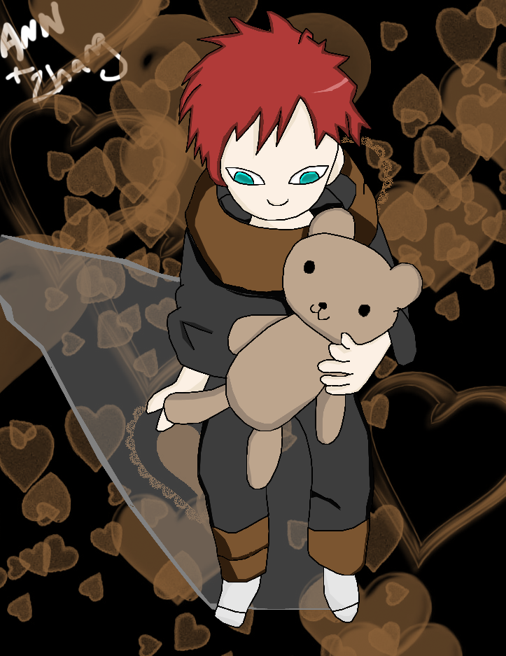 Kid Gaara holding Teddy Bear PNG Image