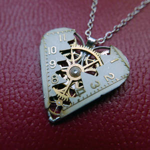 Reconstructed Watch Parts Heart Necklace 'Kinsale' by AMechanicalMind