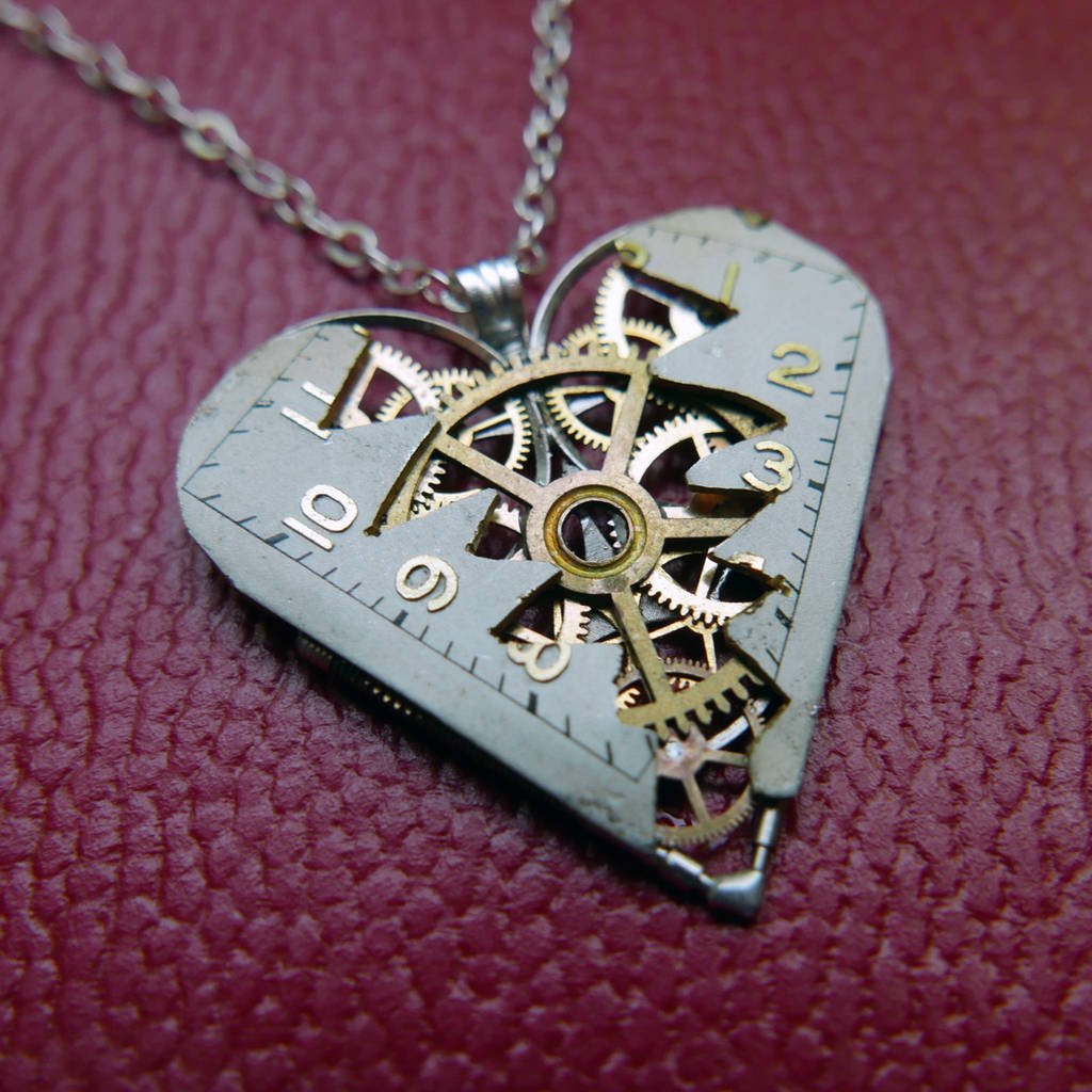 Reconstructed Watch Parts Heart Necklace 'Laux' by AMechanicalMind