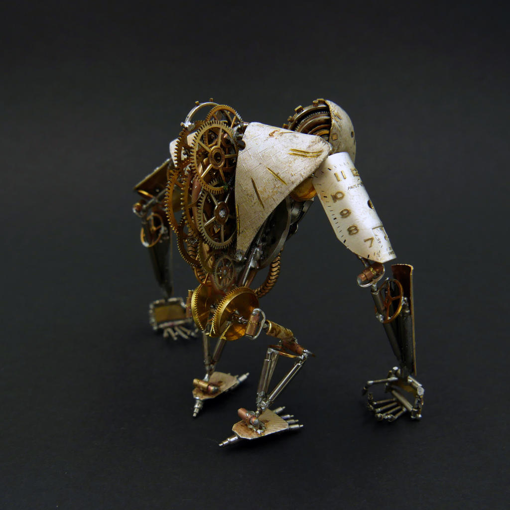 Articulated Watch Parts Creature 'Greeper' (back) by AMechanicalMind