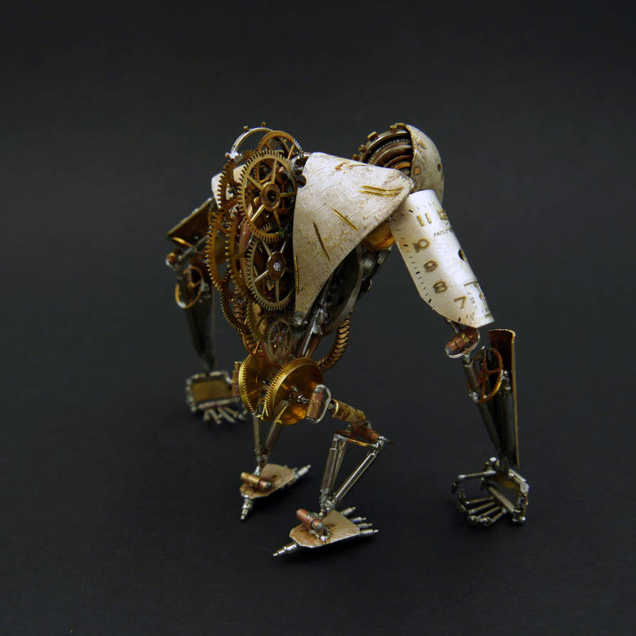 Articulated Watch Parts Creature 'Greeper' (back) by AMechanicalMind