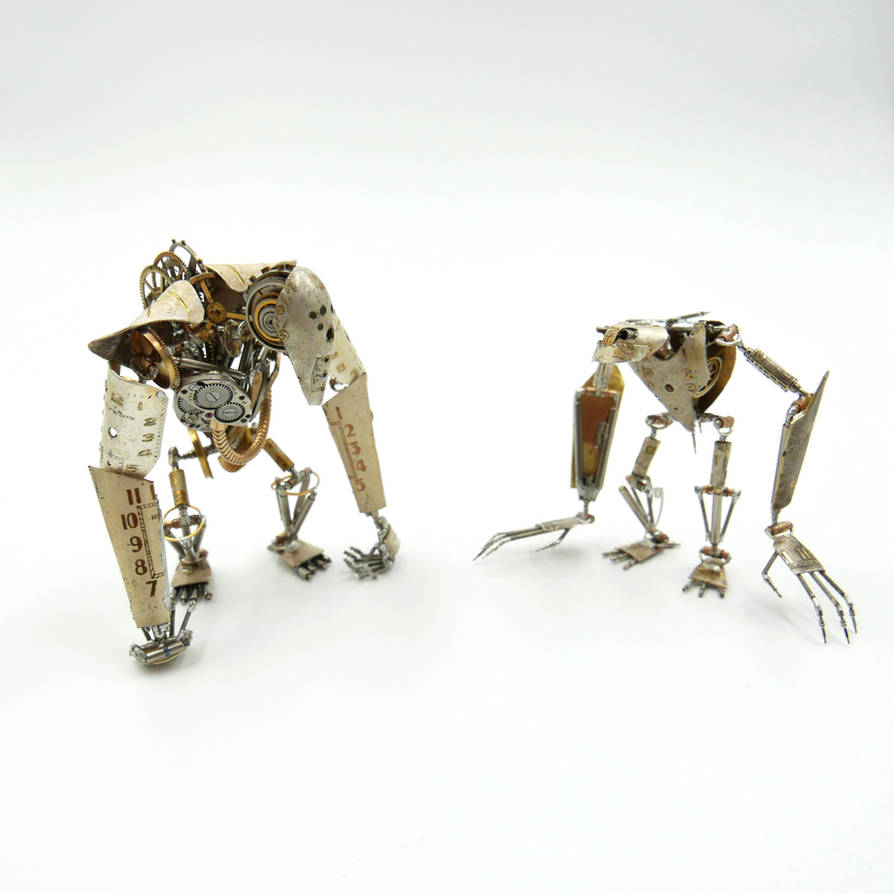 Articulated Watch Parts Creatures 'Greeper, Eight' by AMechanicalMind
