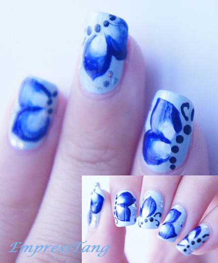 Blue Butterfly Nail Art 2