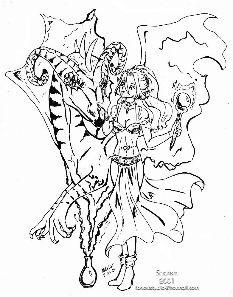 Elf Girl and A Dragon Genie by sharem on DeviantArt
