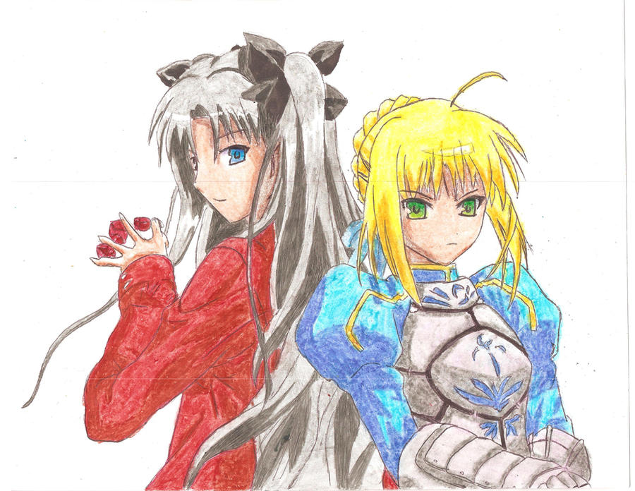 Saber Vs Rin Saber and Rin by screwston12 on DeviantArt
