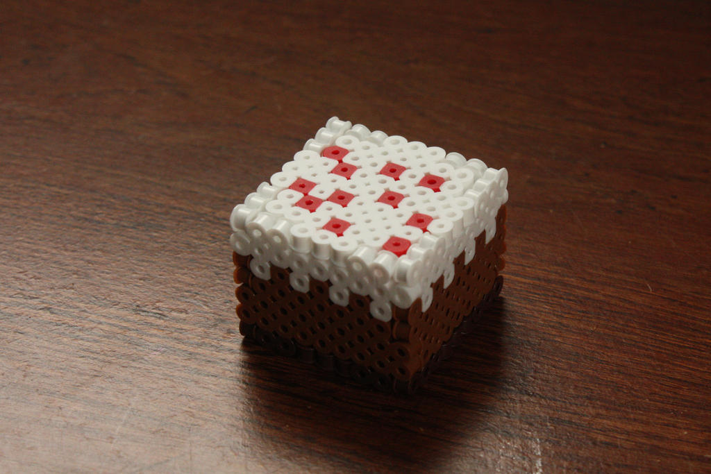 Perler bead Minecraft cake