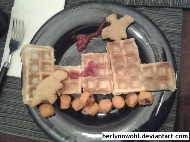 Waffle City Being Destoyed By Dinosaurs by berlynnwohl on DeviantArt