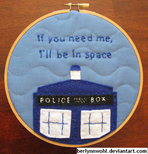 TARDIS embroidery hoop