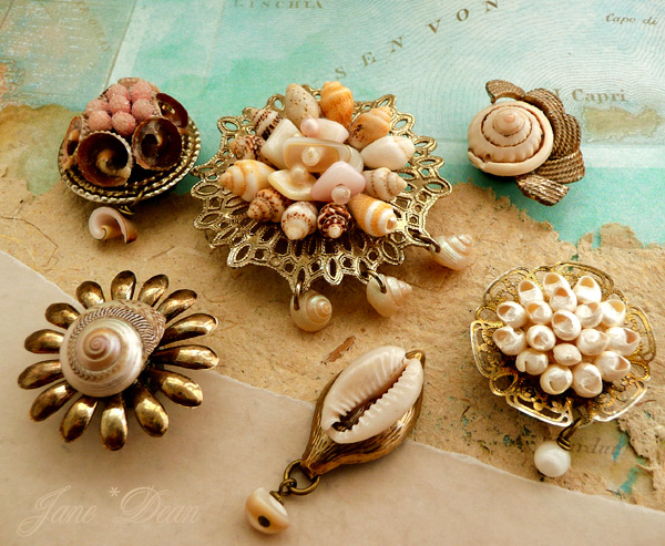 Collaged seashell magnets