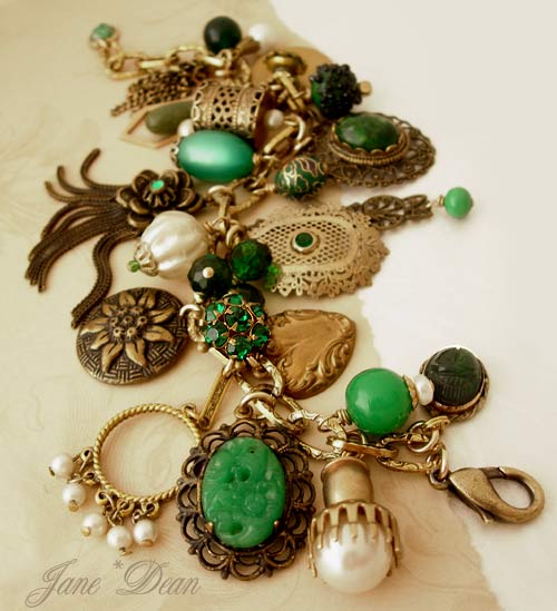 Green bronze charm bracelet