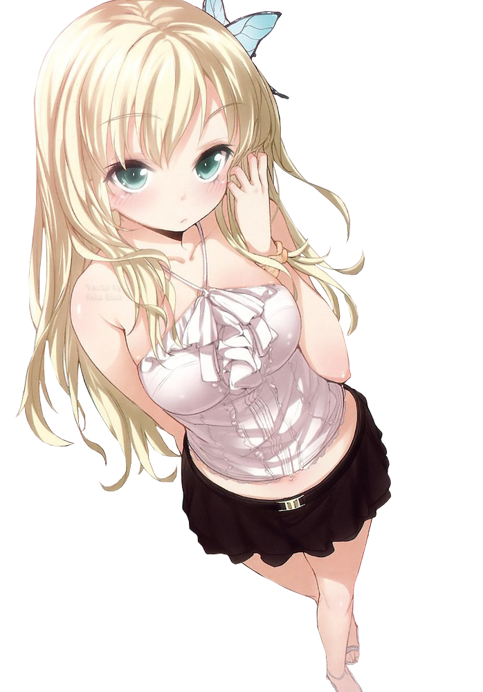 Blonde anime girl render