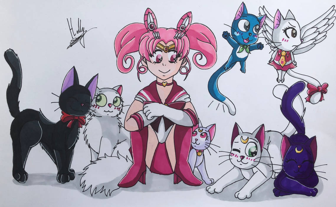 Chibiusa and the cats by Holly2001 on DeviantArt