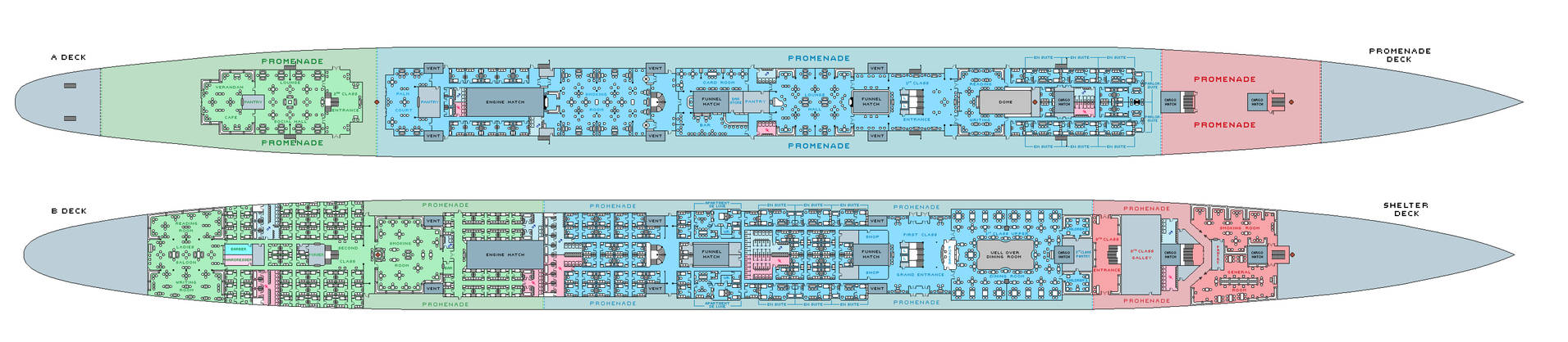 SS Oriona Zvezda: A and B Deck