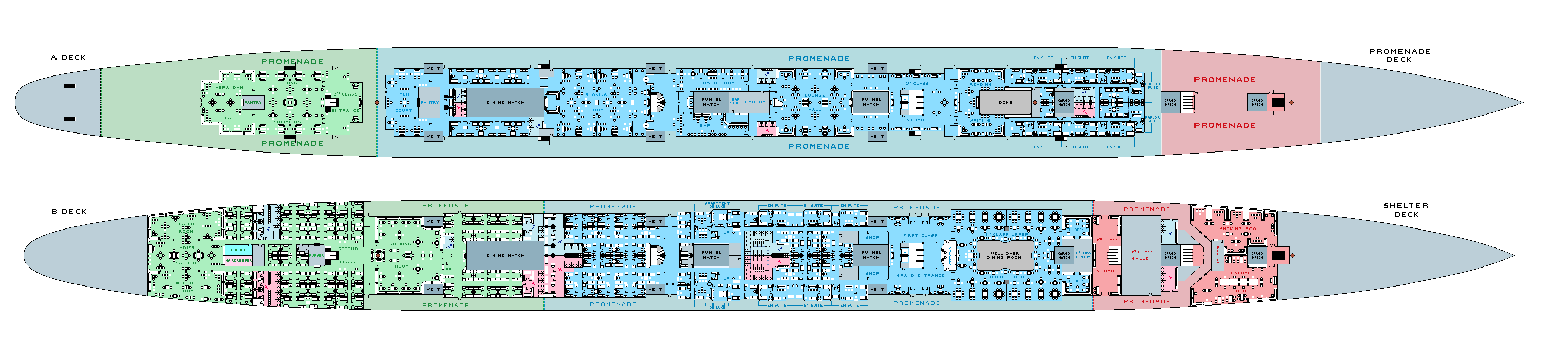 SS Oriona Zvezda: A and B Deck