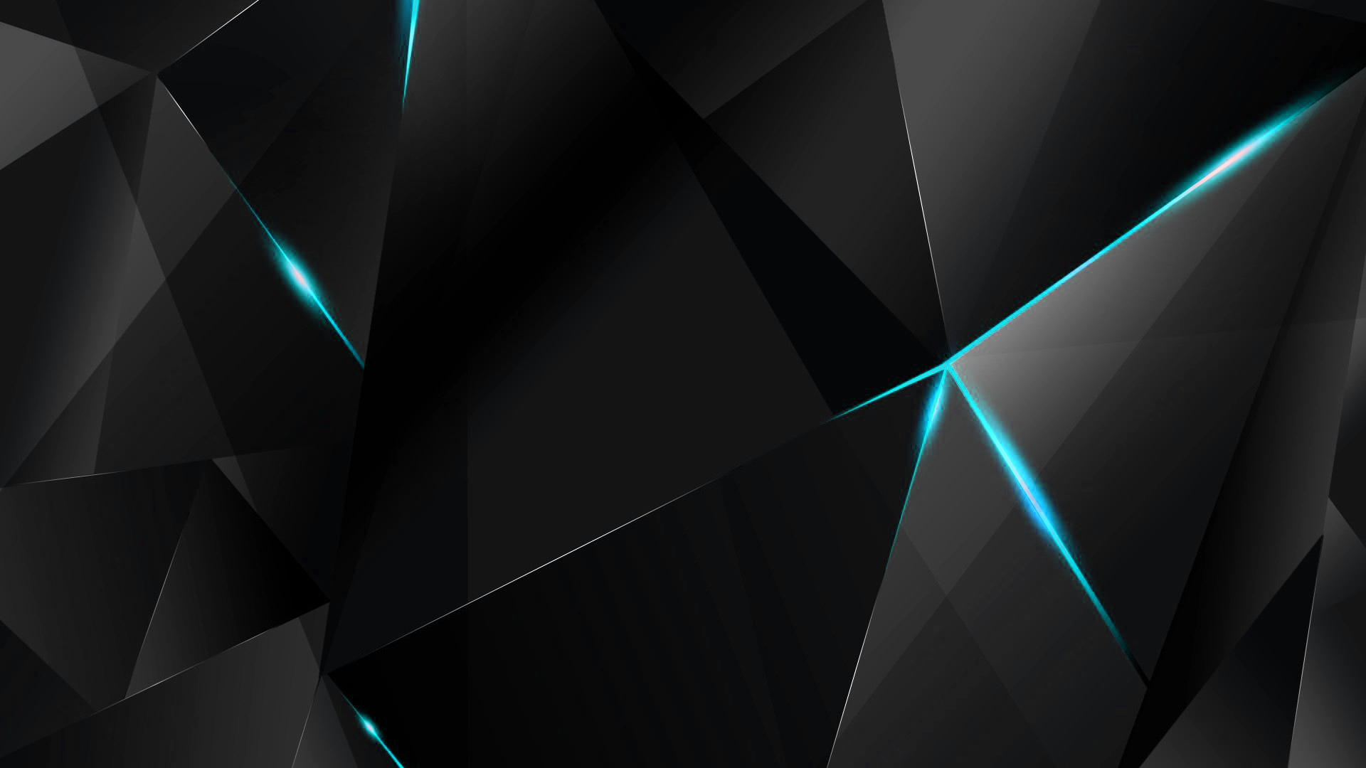 Wallpapers - Cyan Abstract Polygons (Black BG)