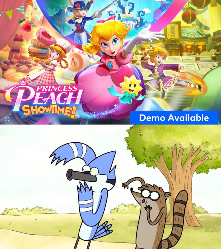 Mordecai and Rigby Excited for Princess peach Game by leonsart933838 on ...