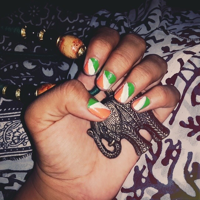 Indian Independence day nail art ! by thegoldenrububble on DeviantArt