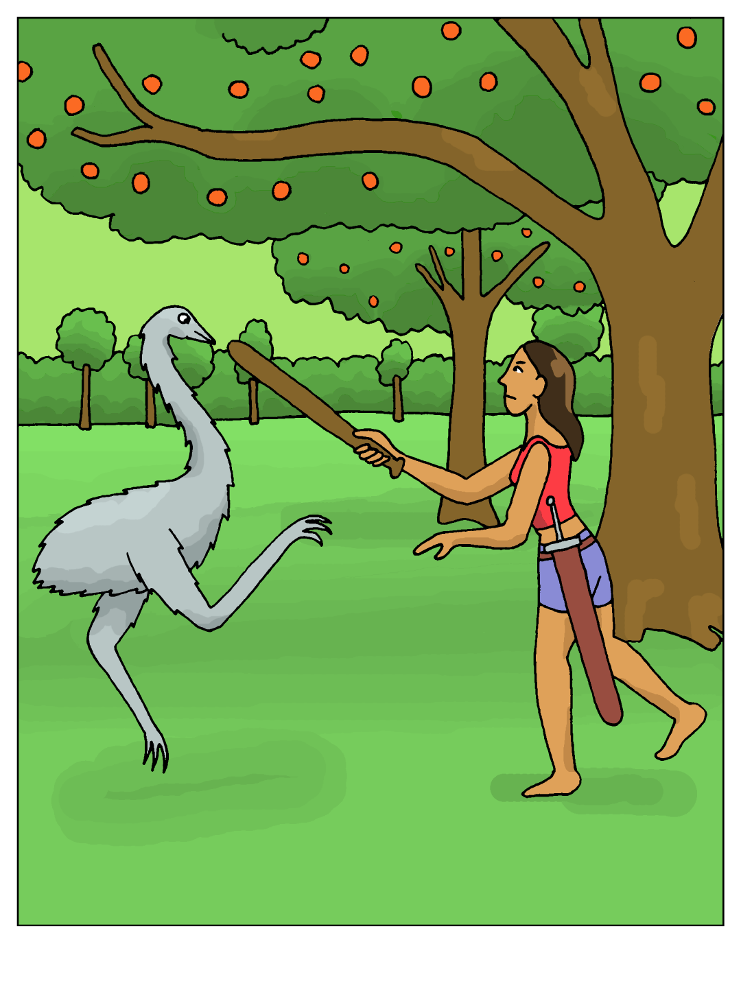 Molly tames the emu