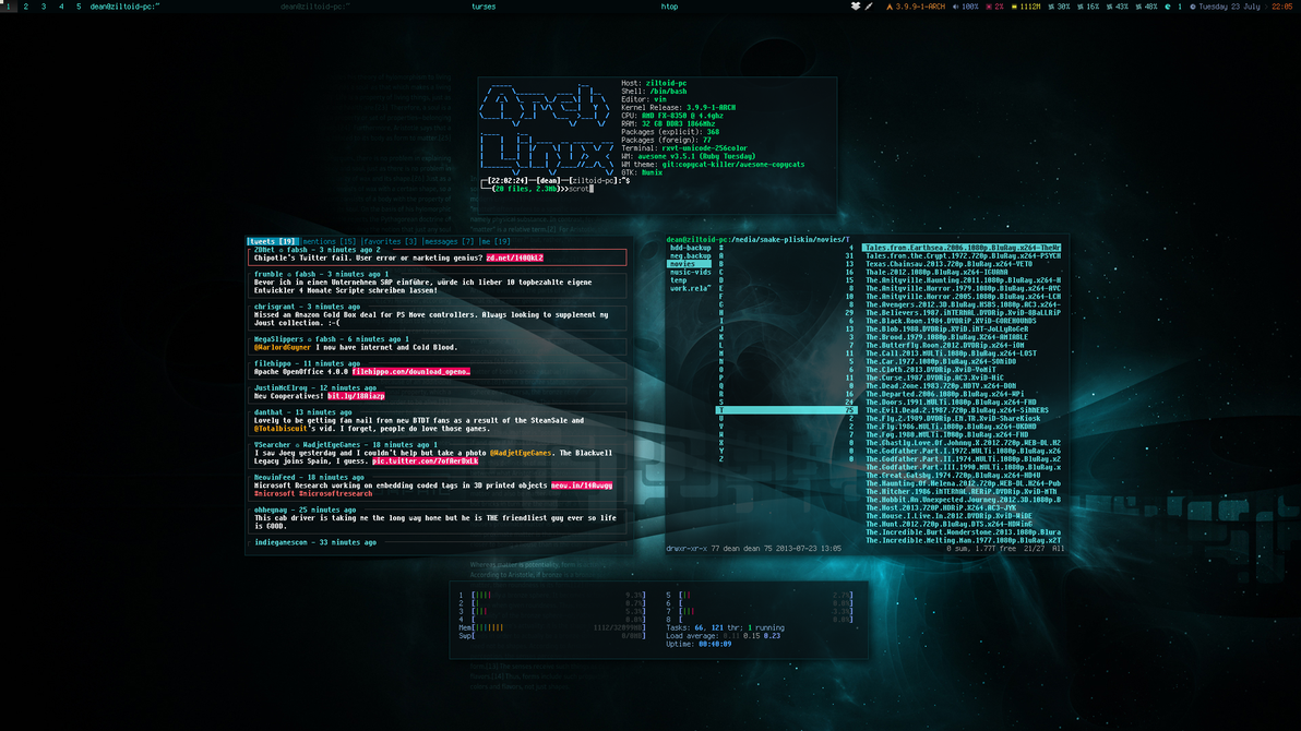 Arch Linux and AWESOME - July 2013 by f-s0ciety on DeviantArt