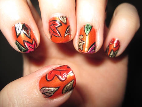 Fall Leaves Nail Art