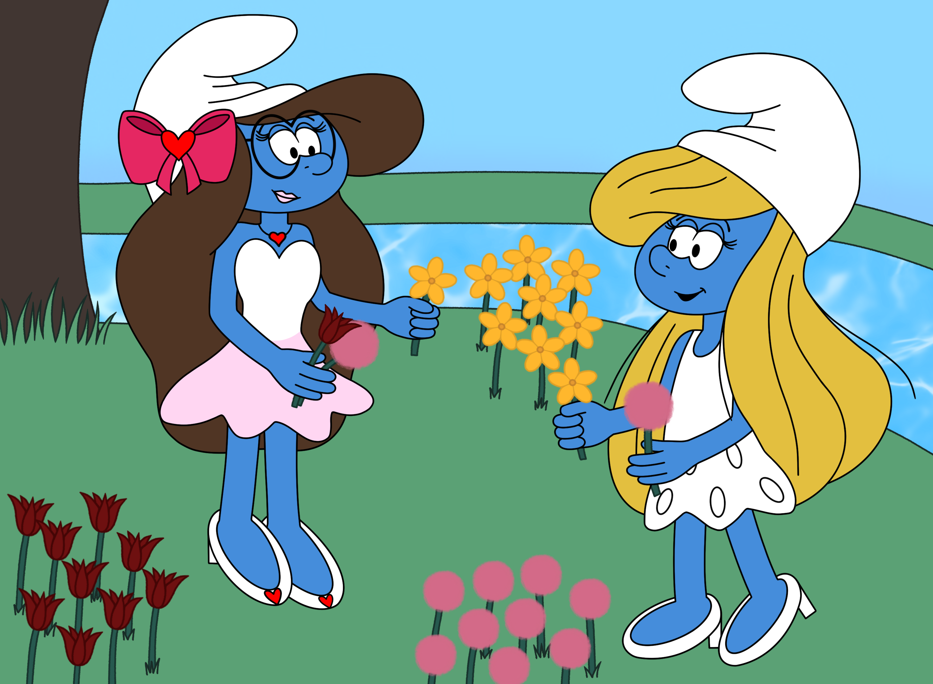 Smurfette and Samantha at Smurf Fu Practice by diesel10joseph567 on  DeviantArt