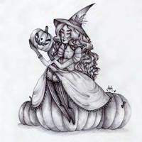 Pumpkin witch by Anasthesiart