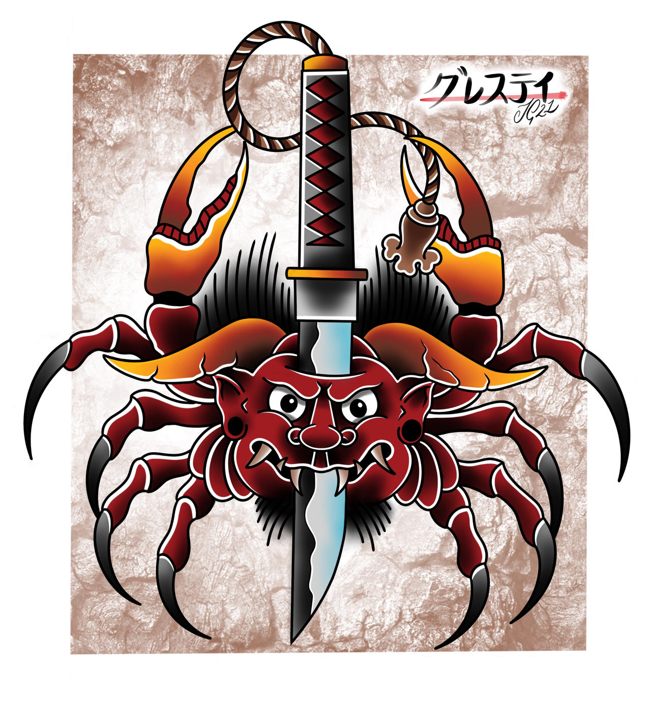 Sameri Crab Samurai crab tattoo | Orangetattooshop.com