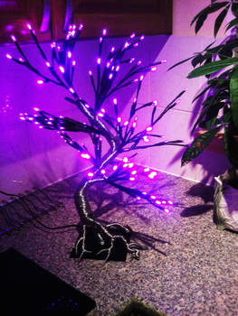 Wire LED Bonsai tree lamp wip6