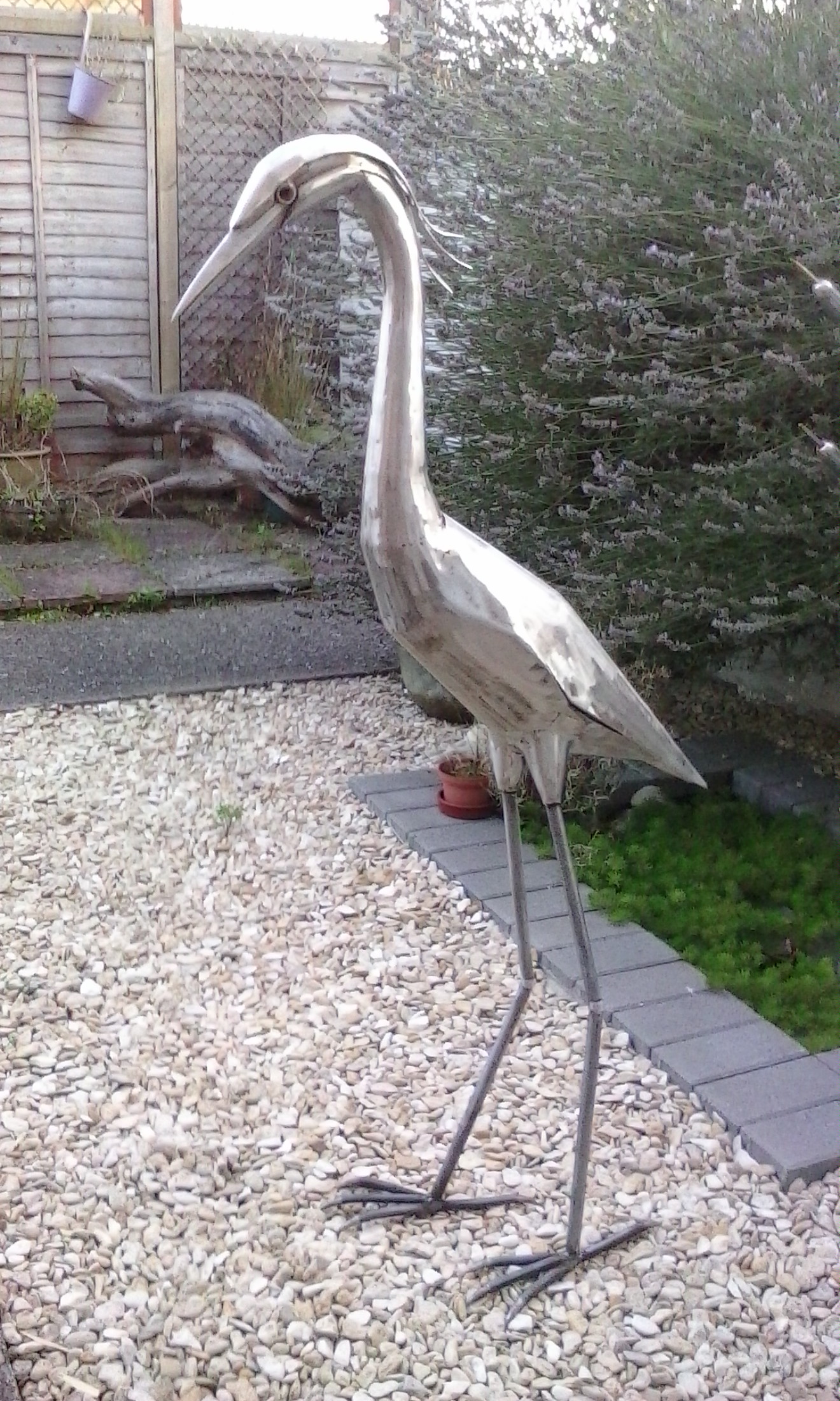 Heron garden sculpture stainless steel 14