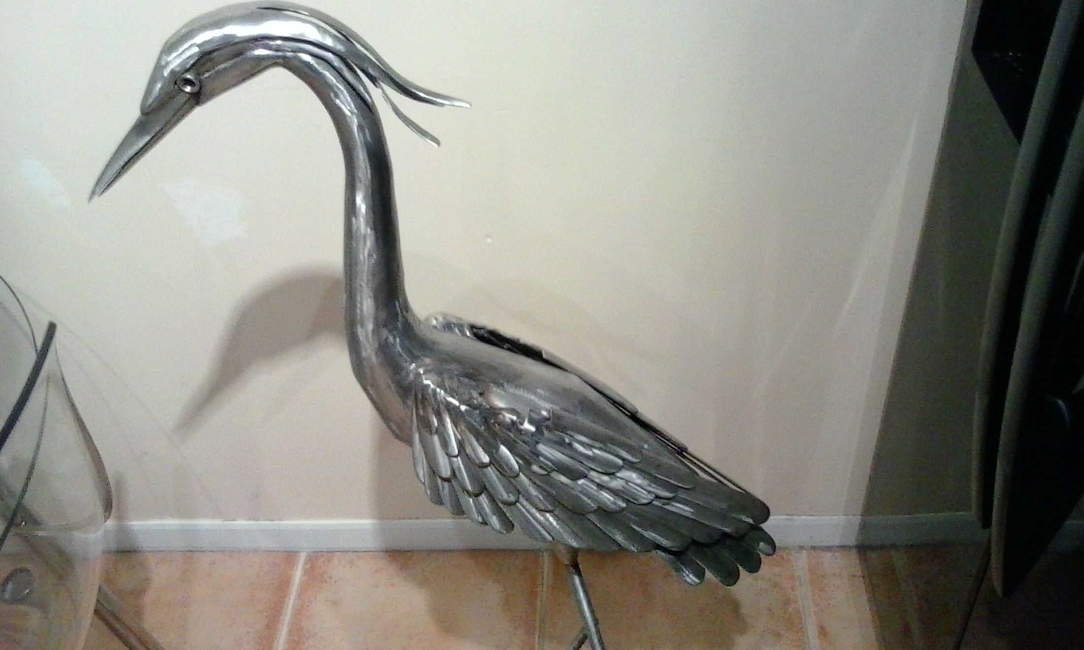 Heron garden sculpture stainless steel update