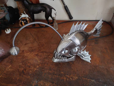 Angler fish lamp sculpture